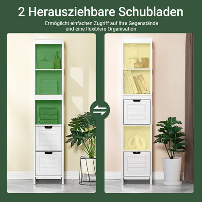 SoBuy | Bad Hochschrank | Badschrank Weiß | Badezimmermöbel Landhaus | FRG126-W