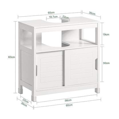 SoBuy | Waschbeckenunterschrank Weiß | Badezimmerschrank | Badmöbel Landhaus | FRG128-II-W