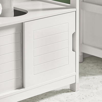 SoBuy | Waschbeckenunterschrank Weiß | Badezimmerschrank | Badmöbel Landhaus | FRG128-II-W