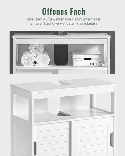 SoBuy | Waschbeckenunterschrank Weiß | Badezimmerschrank | Badmöbel Landhaus | FRG128-W