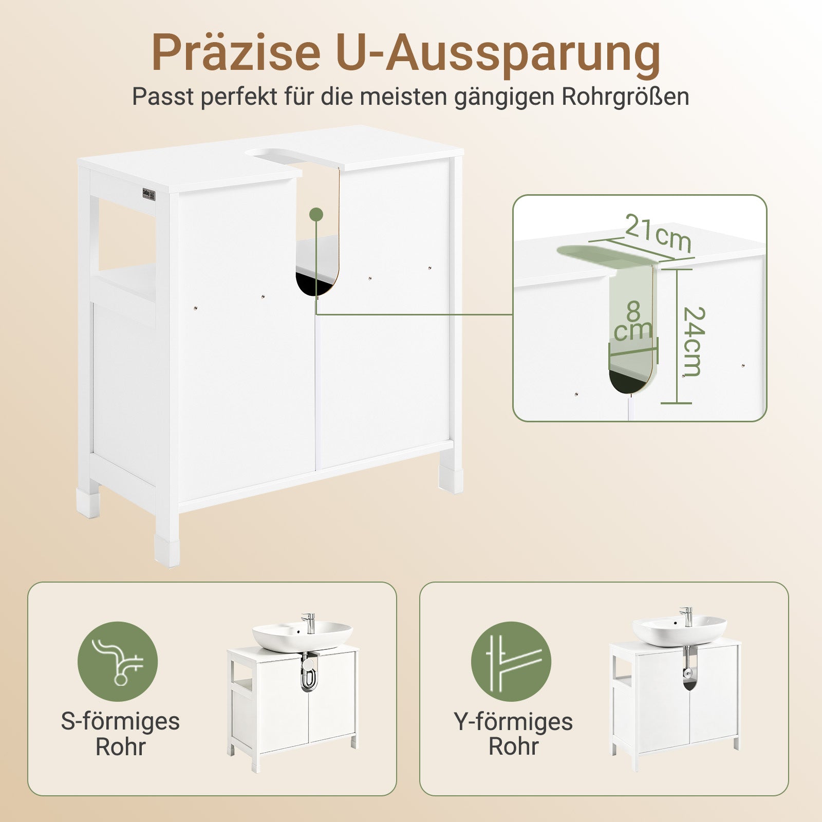 SoBuy | Waschbeckenunterschrank Weiß | Badezimmerschrank | Badmöbel Landhaus | FRG128-W