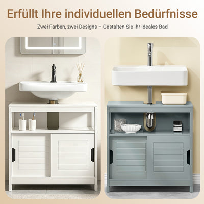 SoBuy | Waschbeckenunterschrank Weiß | Badezimmerschrank | Badmöbel Landhaus | FRG128-W