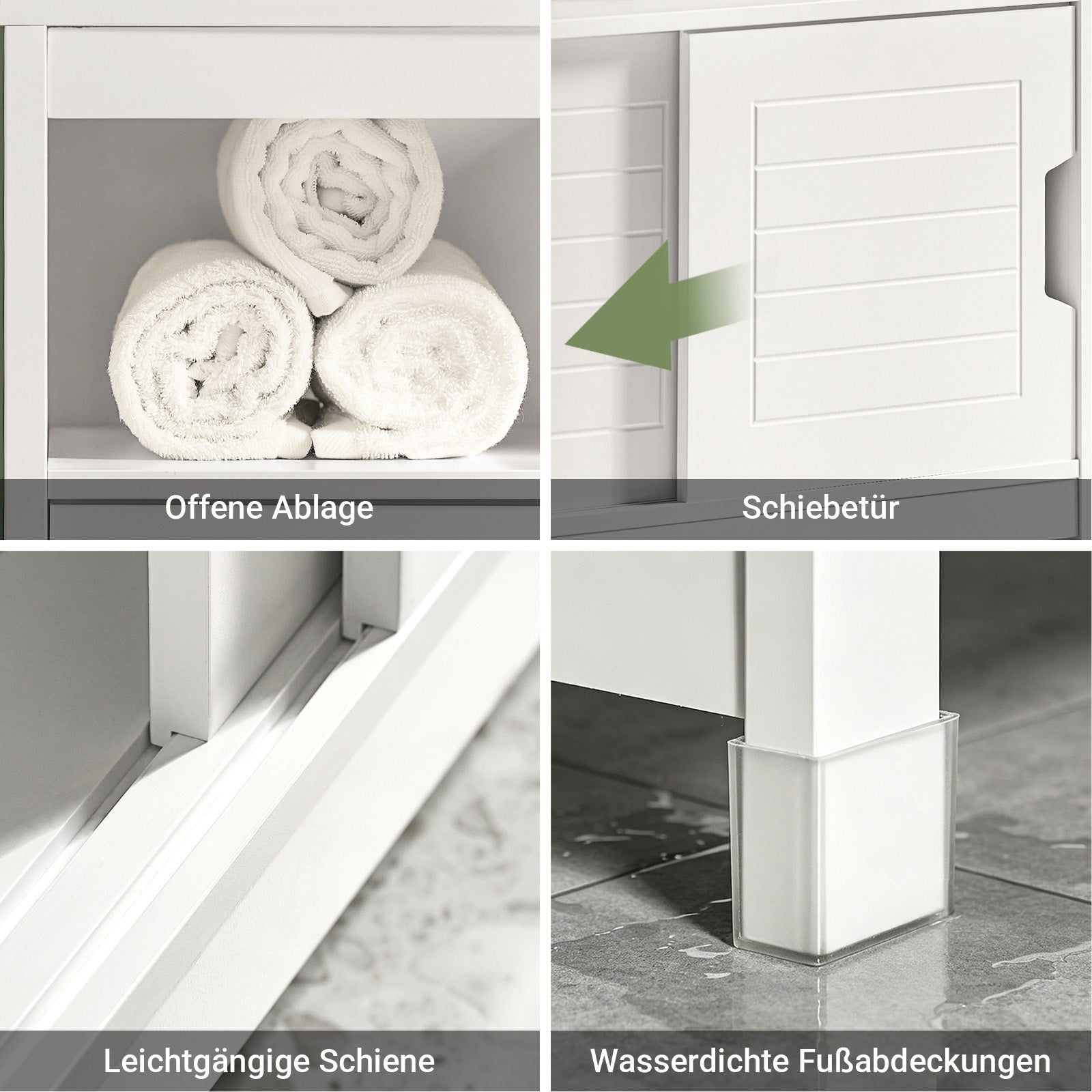 SoBuy | Waschbeckenunterschrank Weiß | Badezimmerschrank | Badmöbel Landhaus | FRG128-W