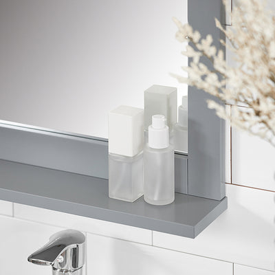 SoBuy | Badspiegel mit Ablage | Wandspiegel | Spiegel stahlgrau | FRG129-SG