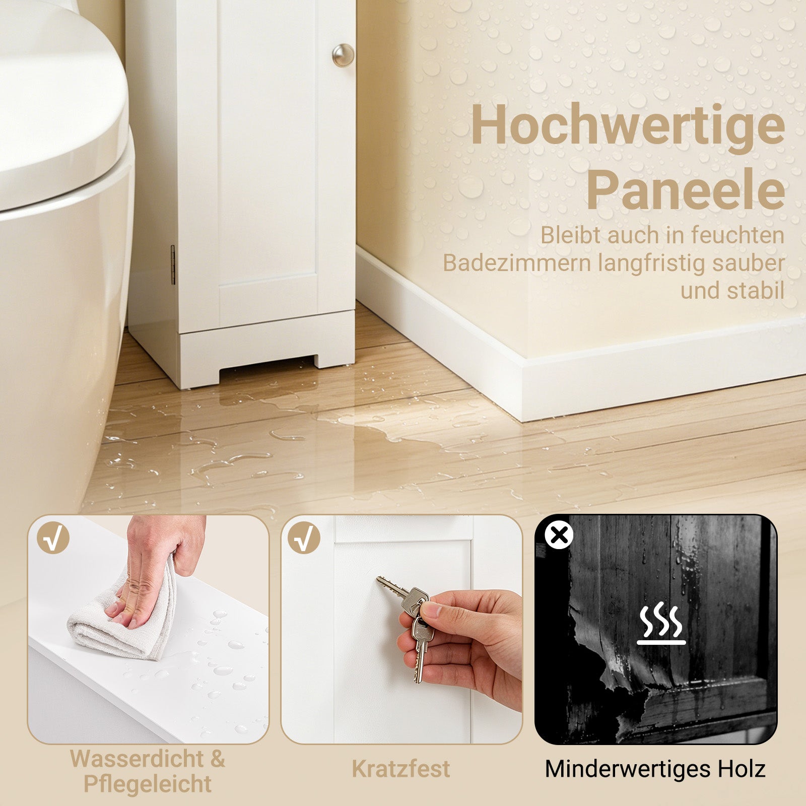 Vorverkauf | SoBuy | Toilettenpapierhalter | Badezimmerschrank Schmal Weiß | FRG177-II-W
