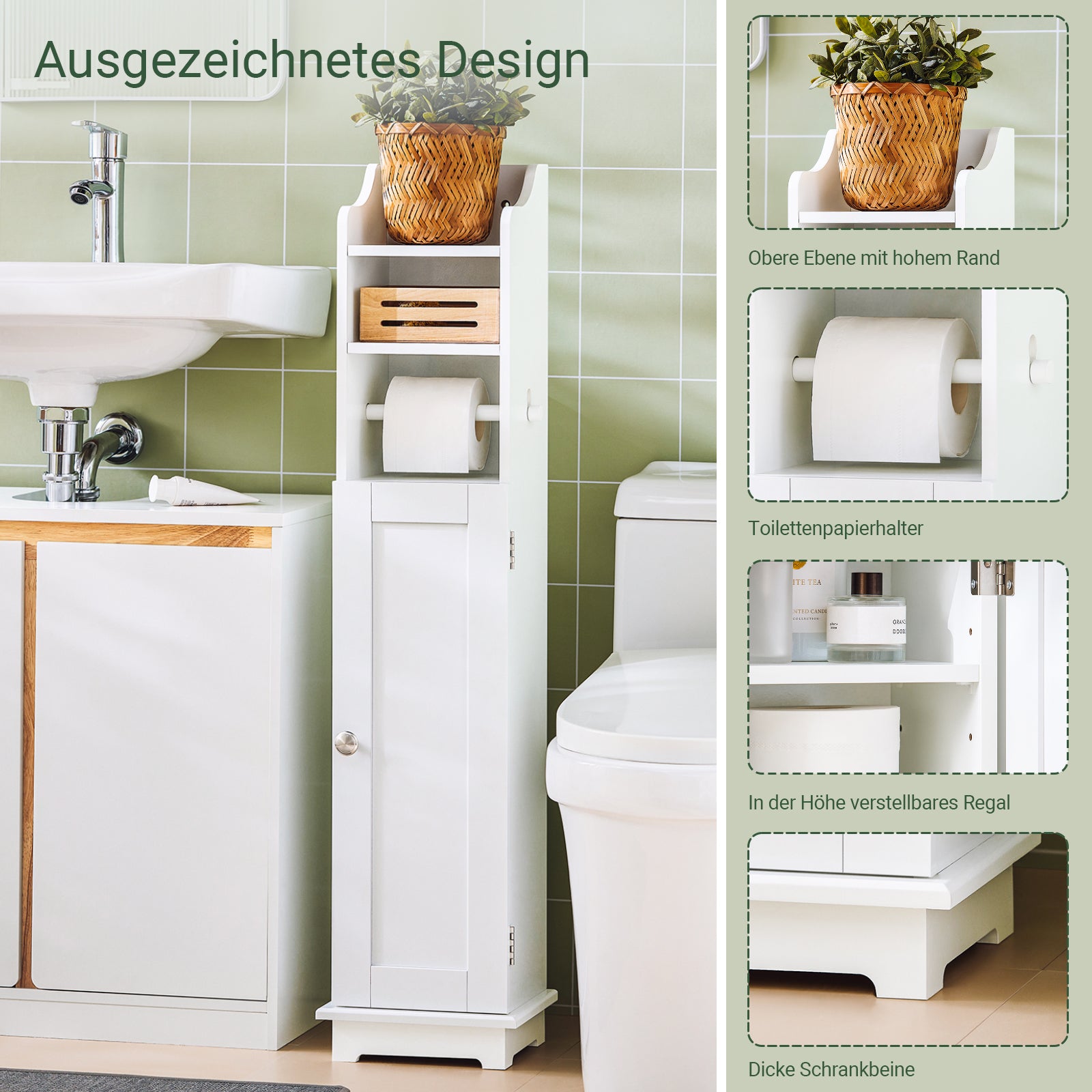 SoBuy | Toilettenpapierhalter | Toilettenpapier Aufbewahrung | Badezimmerschrank Weiß | FRG177-W