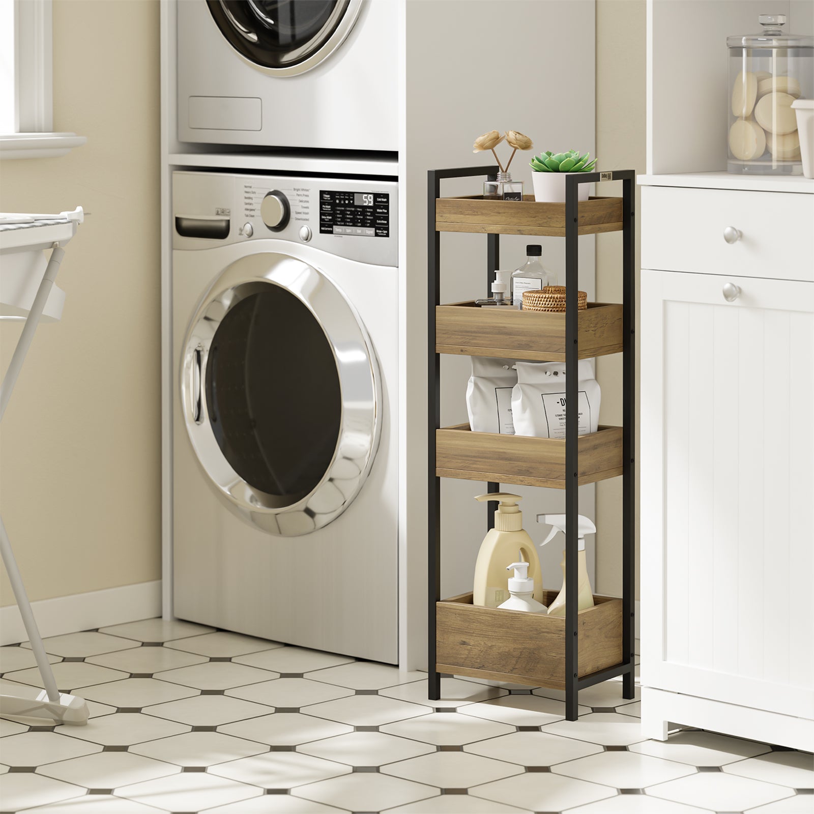 SoBuy | Badezimmerschrank mit 4 stabilen Regalen | Nischenregal 20cm | FRG226-H-F