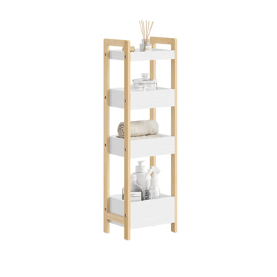 SoBuy | Badregal schmal mit 4 stabilen Regalen Weiß | FRG226-H-WN