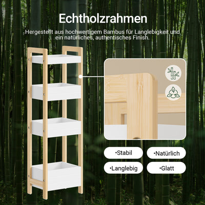 SoBuy | Badregal schmal mit 4 stabilen Regalen Weiß | FRG226-H-WN