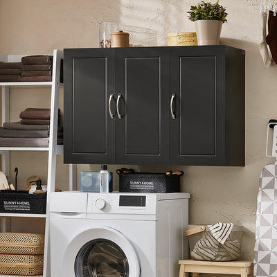 Vorverkauf | SoBuy | Hängeschrank mit 2 Türen | Wandschrank | Schwarz | FRG231-L-SCH