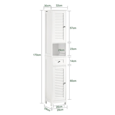 SoBuy | Bad Hochschrank | Badschrank | Badregal Weiß | FRG236-W