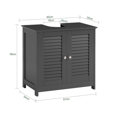 SoBuy | Waschbeckenunterschrank | Badezimmerunterschrank Dunkelgrau | FRG237-II-DG