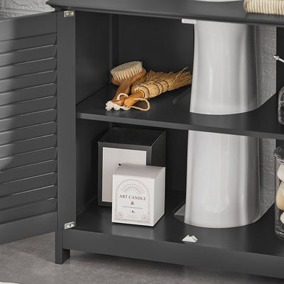 SoBuy | Waschbeckenunterschrank | Badezimmerunterschrank Dunkelgrau | FRG237-II-DG