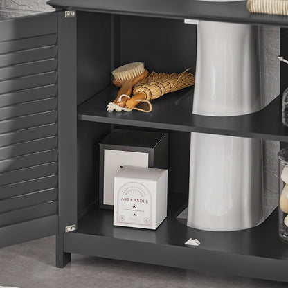 SoBuy | Waschbeckenunterschrank | Badezimmerunterschrank Dunkelgrau | FRG237-II-DG