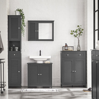 SoBuy | Waschbeckenunterschrank | Badezimmerunterschrank Dunkelgrau | FRG237-II-DG