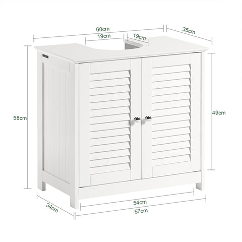 SoBuy | Waschbeckenunterschrank | Badezimmerunterschrank Weiß | FRG237-II-W