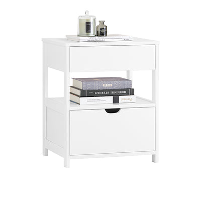 SoBuy Beistelltisch Nachttisch mit 2 Schubladen Weiß 45x55x38cm FRG258-II-W