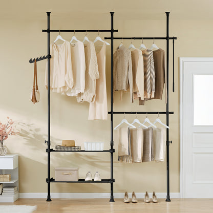SoBuy | Teleskop Kleiderstange | Kleiderstangen System | Regalsystem | FRG34-II-SCH