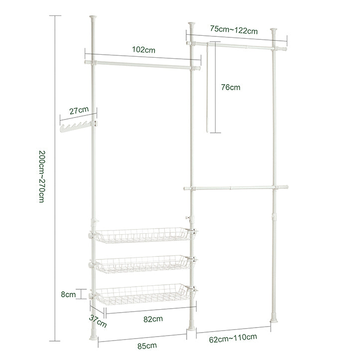 SoBuy | Teleskop Kleiderstange | Weiß| FRG34-W