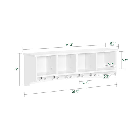 SoBuy | Wandgarderobe | Hängeregal | Flurgarderobe Weiß | FRG48-L-W