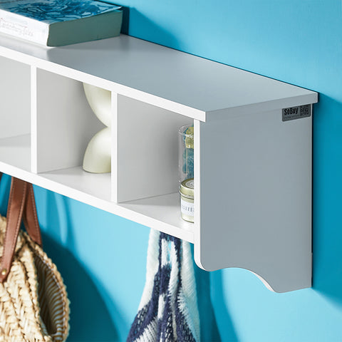 SoBuy | Wandgarderobe | Hängeregal | Flurgarderobe Weiß | FRG48-L-W