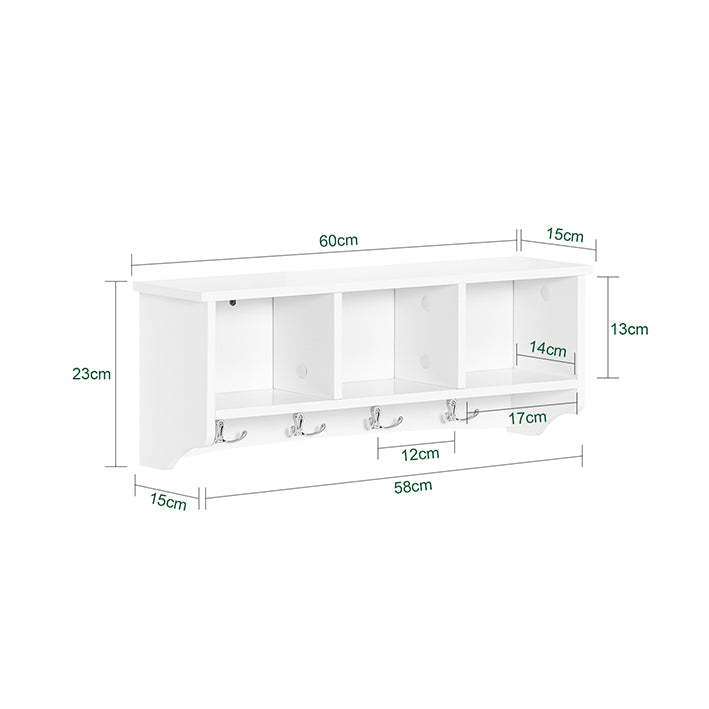 SoBuy | Wandgarderobe | Hängeregal | Flurgarderobe Weiß | FRG48-W