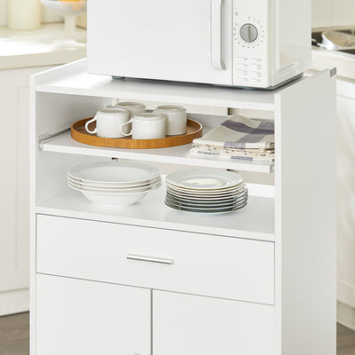 SoBuy | Küchenschrank | Mikrowellenschrank | Rollschrank Weiß | FSB09-W