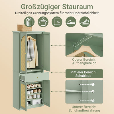 SoBuy Kleiderschrank schmal mit 4 Türen und 1 Schublade für Schlafzimmer und Flur | 70x34x180 cm | FSB107-GR