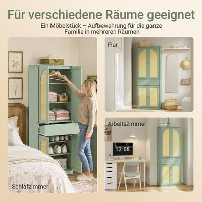 SoBuy Kleiderschrank schmal mit 4 Türen und 1 Schublade für Schlafzimmer und Flur | 70x34x180 cm | FSB107-GR