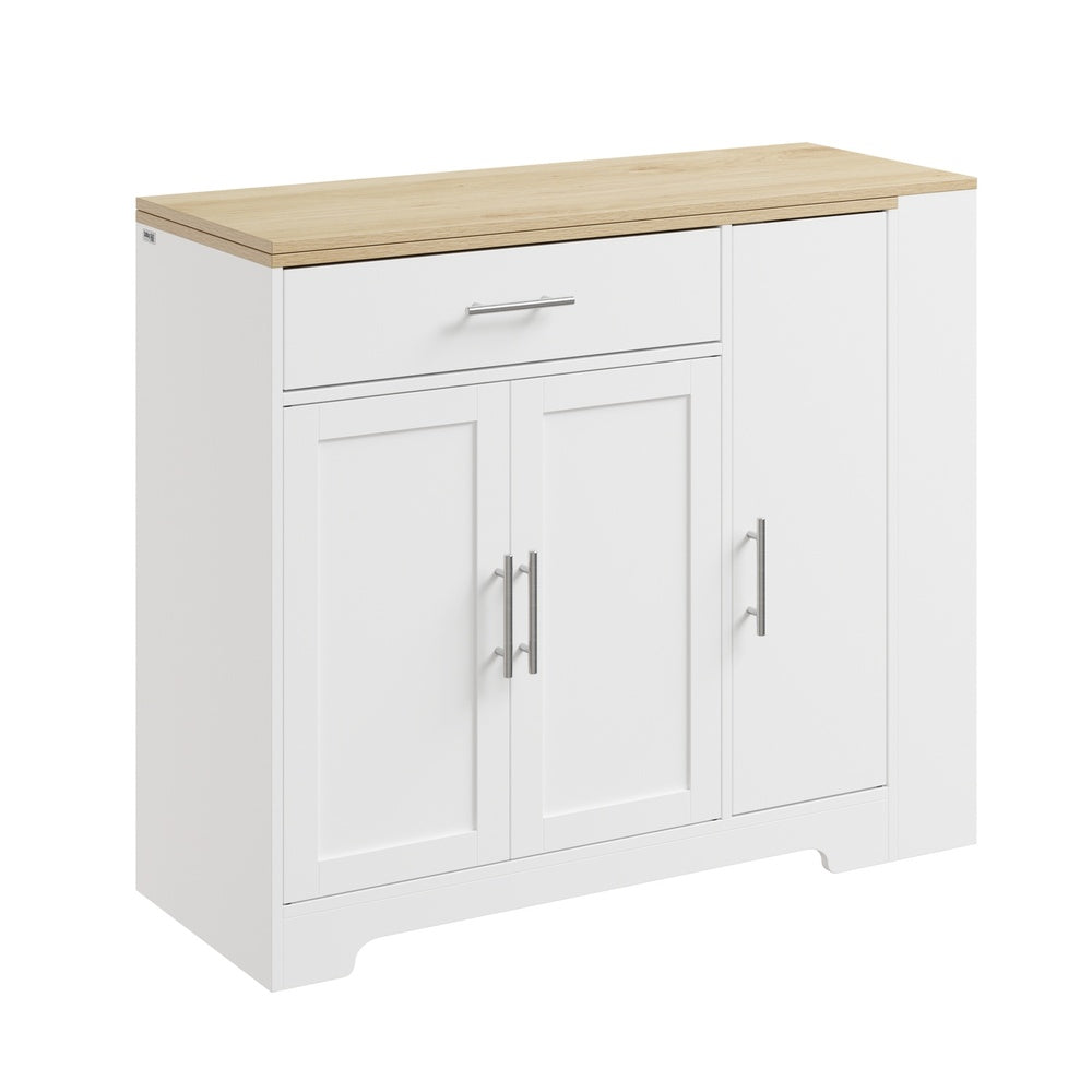 SoBuy Kücheninsel Küchenbar mit 1 Schublade & Besteckeinsatz Weiß 104×40×89 cm FSB110-WN