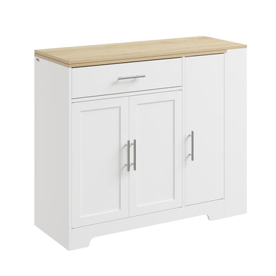 SoBuy Kücheninsel Küchenbar mit 1 Schublade & Besteckeinsatz Weiß 104×40×89 cm FSB110-WN