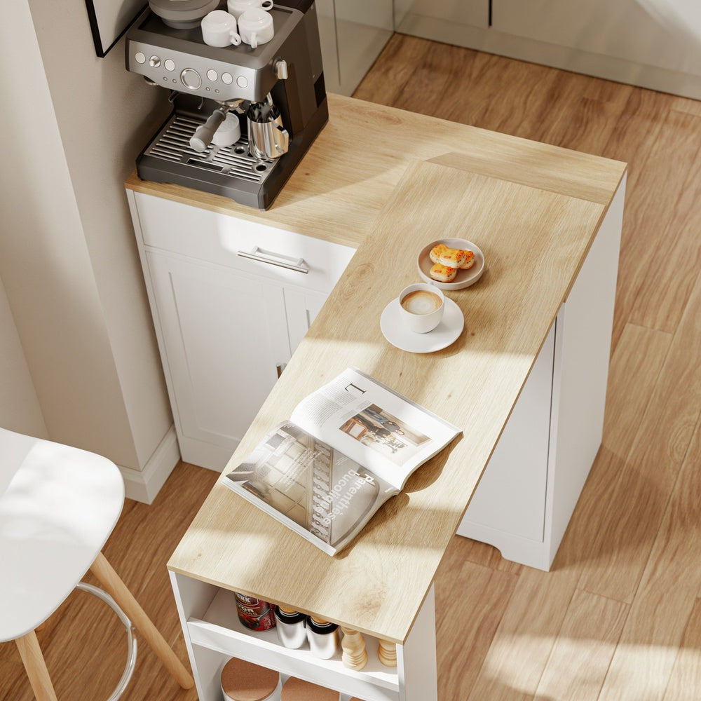 SoBuy Kücheninsel Küchenbar mit 1 Schublade & Besteckeinsatz Weiß 104×40×89 cm FSB110-WN