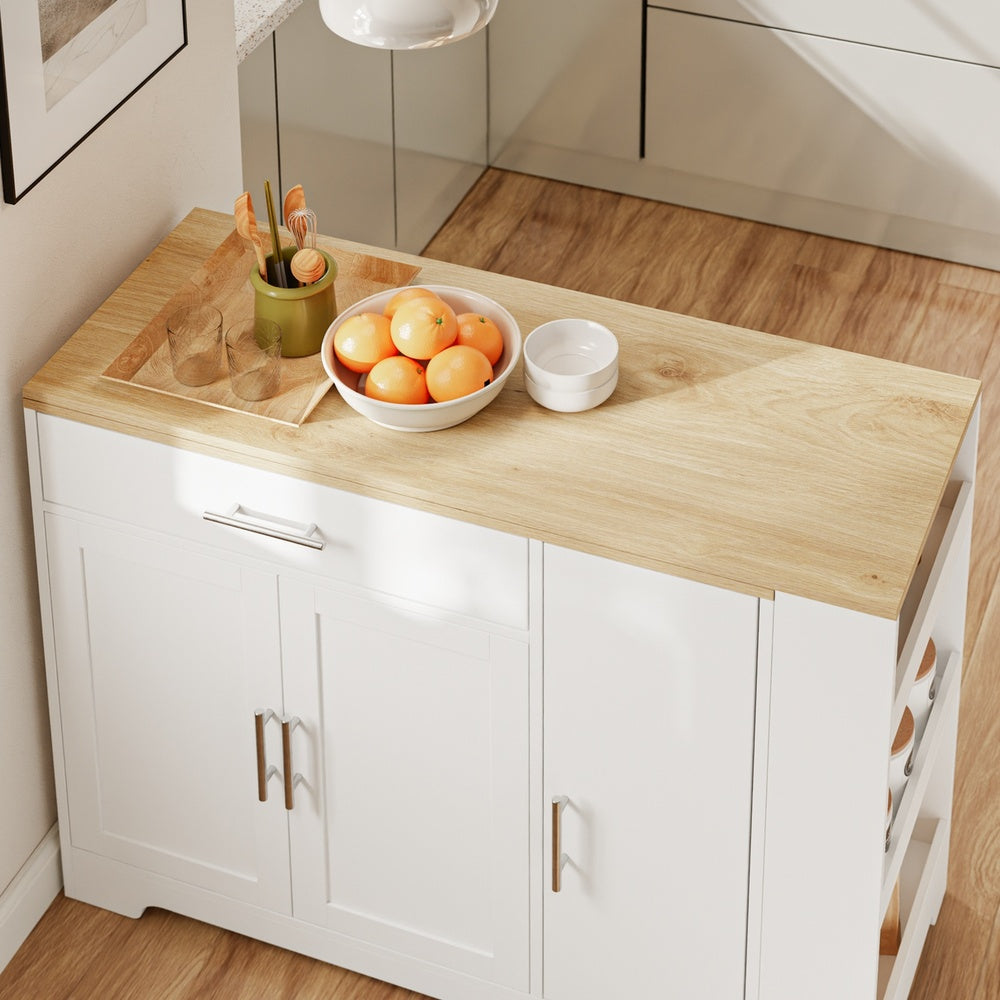 SoBuy Kücheninsel Küchenbar mit 1 Schublade & Besteckeinsatz Weiß 104×40×89 cm FSB110-WN