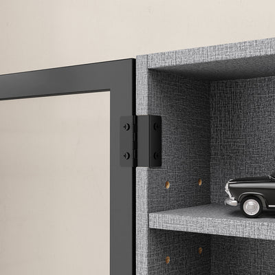 SoBuy | Sammelvitrine | Hängevitrine & Sammlervitrine Grau mit Glastüren | Grau | FSB113-DG