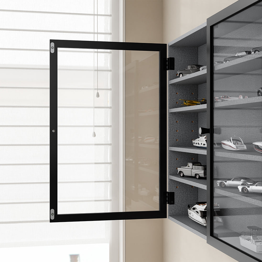 SoBuy | Sammelvitrine | Hängevitrine & Sammlervitrine Grau mit Glastüren | Grau | FSB113-DG