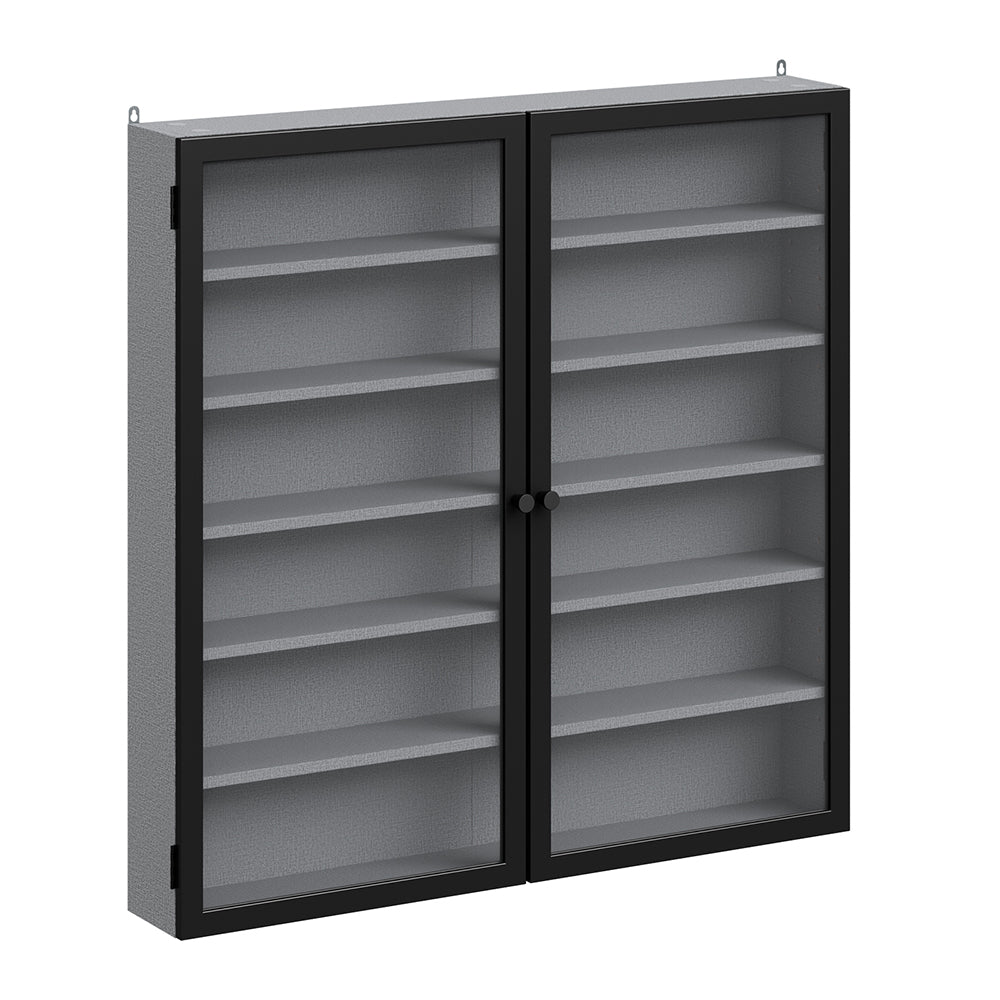 SoBuy | Sammelvitrine | Wandschrank hängend schmal mit 2 Türen | Grau | 80×12.2×80 cm | FSB113-H-DG