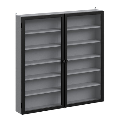 SoBuy | Sammelvitrine | Wandschrank hängend schmal mit 2 Türen | Grau | 80×12.2×80 cm | FSB113-H-DG