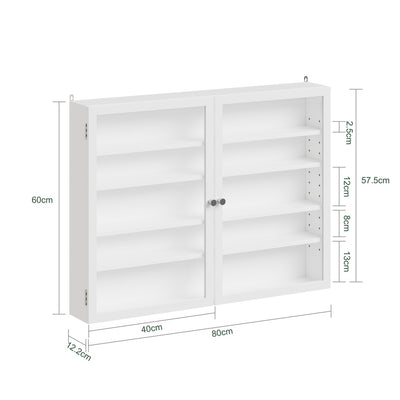 SoBuy | Sammelvitrine | Hängevitrine Weiß Schmal 12cm Tief | Weiß | 80×12.2×60 cm | FSB113-W