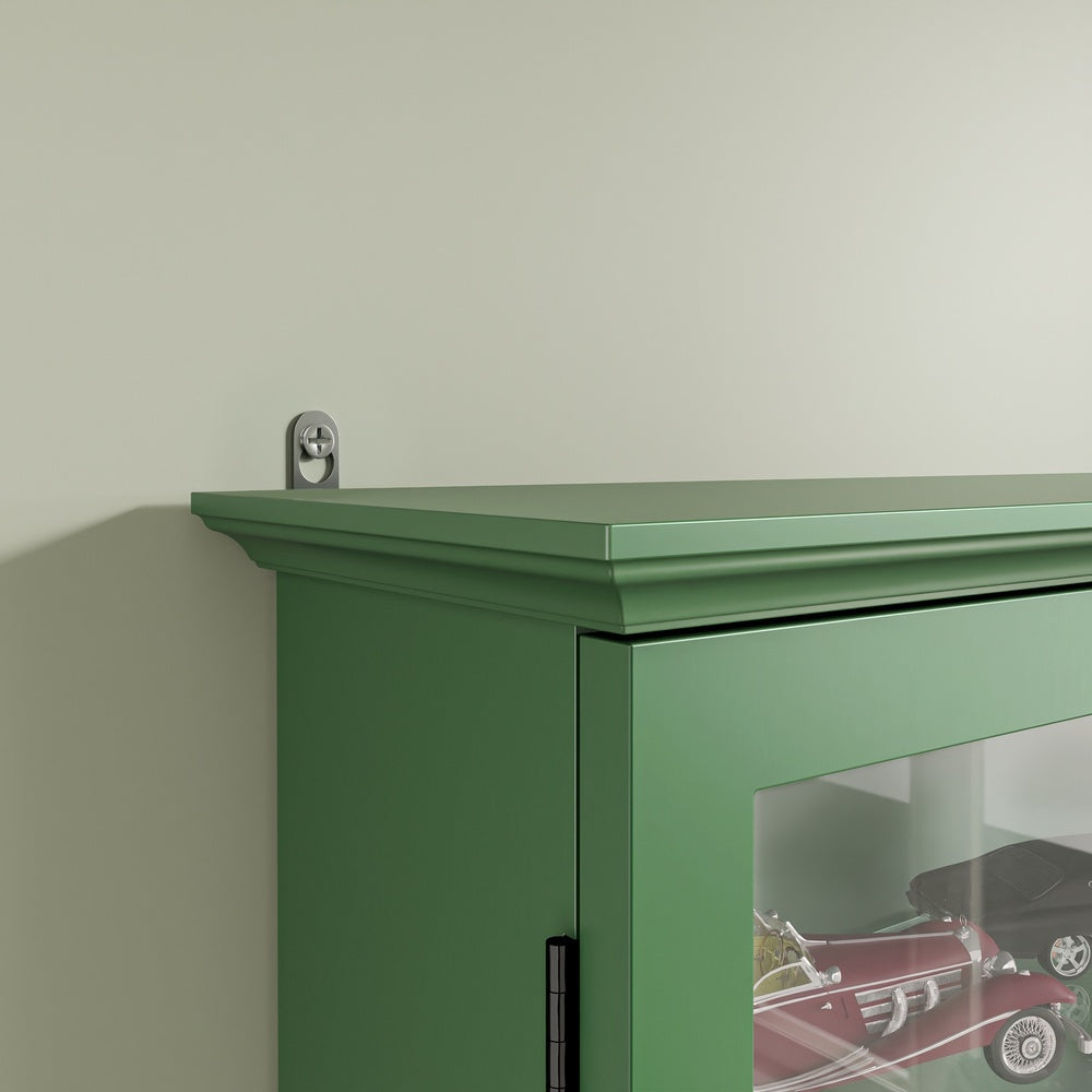 SoBuy | Sammelvitrine | Schmale Hängevitrine aus Bambus & MDF | Dunkelgrün | FSB114-E-SY