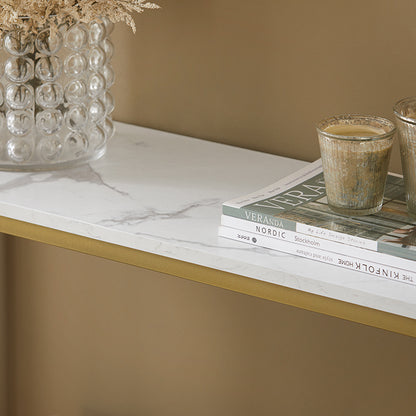 SoBuy | Konsolentisch mit goldenem Metallrahmen | Flurtisch | Sideboard | FSB29-G