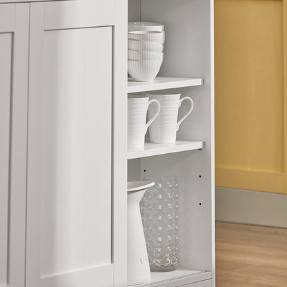 SoBuy | Sideboard mit Schiebetüren | Kücheninsel | Kommode | Weiß | FSB36-WN