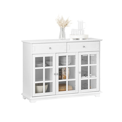 SoBuy | Küchenschrank mit Glastür | Sideboard | Highborad | Kommode | Weiß | FSB77-W