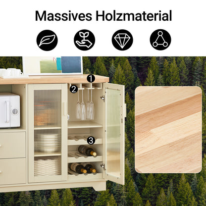 SoBuy | Sideboard mit 2 Glastüren | Küchenschrank | Kommode | Beige | FSB81-MI