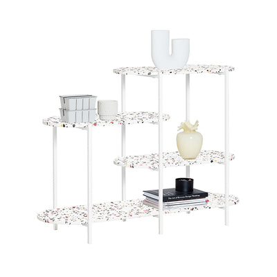 SoBuy | Konsolentisch Metall | Flurtisch | Sideboard | Standregal | Marmor Weiß | FSB89-W
