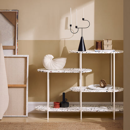 SoBuy | Konsolentisch Metall | Flurtisch | Sideboard | Standregal | Marmor Weiß | FSB89-W