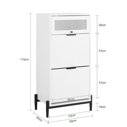 SoBuy | Schuhkipper | Schuhschrank mit 2 Klappen | Schuhkommode | Weiß/Schwarz | FSB95-W