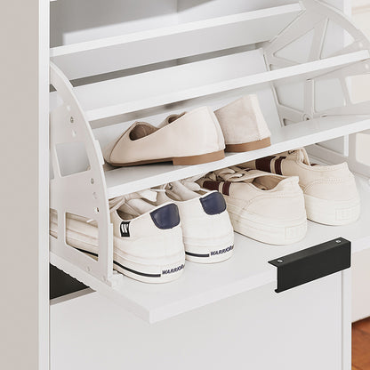 SoBuy | Schuhkipper | Schuhschrank mit 2 Klappen | Schuhkommode | Weiß/Schwarz | FSB95-W