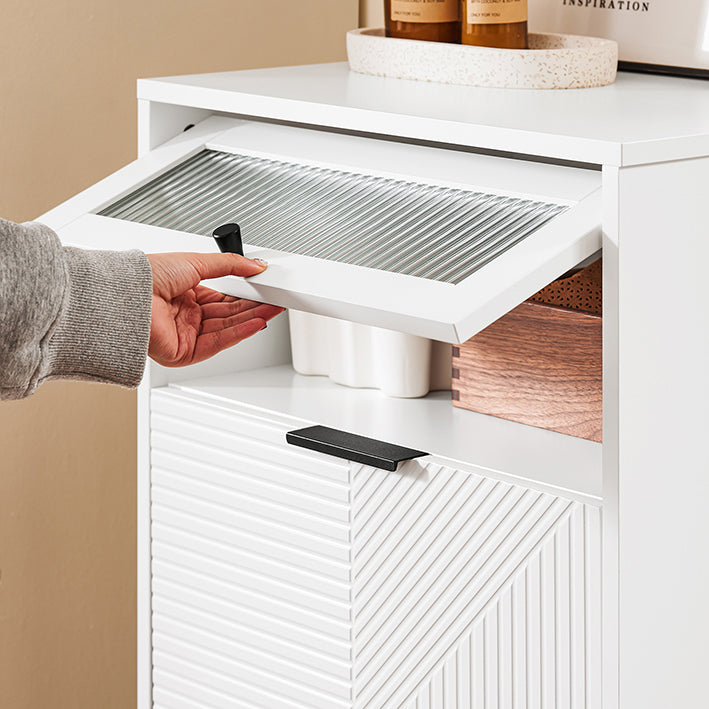 SoBuy | Schuhkipper | Schuhschrank mit 2 Klappen | Schuhkommode | Weiß/Schwarz | FSB95-W