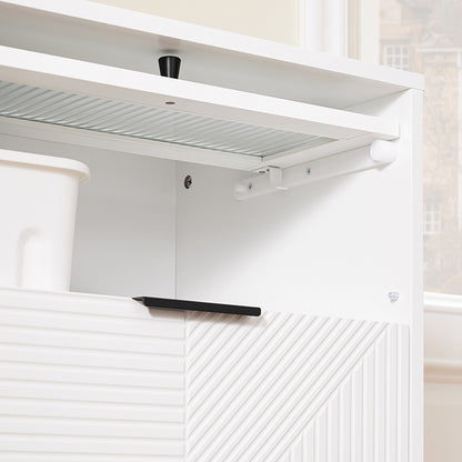 SoBuy | Schuhkipper | Schuhschrank mit 2 Klappen | Schuhkommode | Weiß/Schwarz | FSB95-W