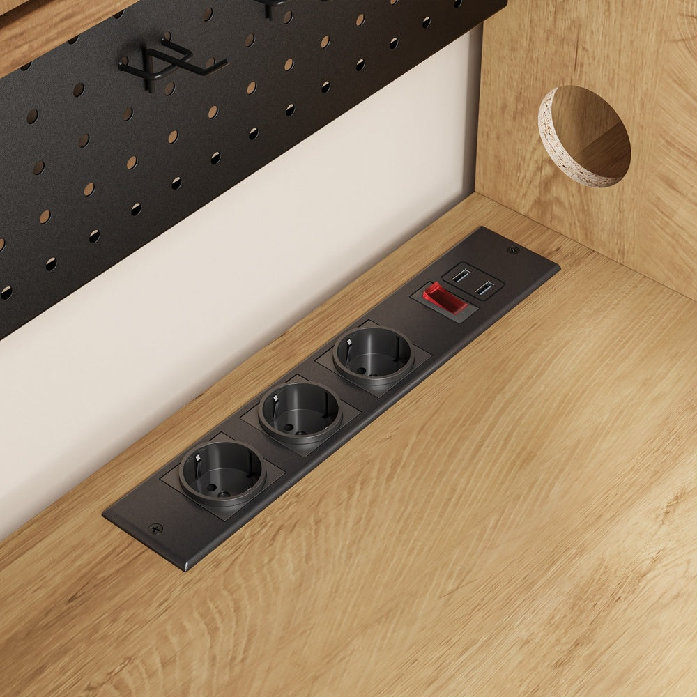 SoBuy | Küchenschränke | Küchenschrank freistehend mit 4 Türen und 3 | Light Oak | FSB98-L-E-N